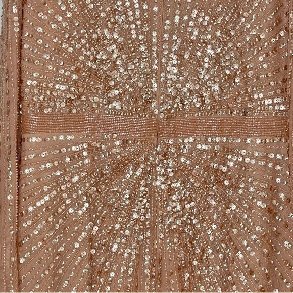 Mac Duggal 5715 Sequin Wrap-Over Long-Sleeve Embellished Gown, Rose, Size 10 - Picture 7 of 11